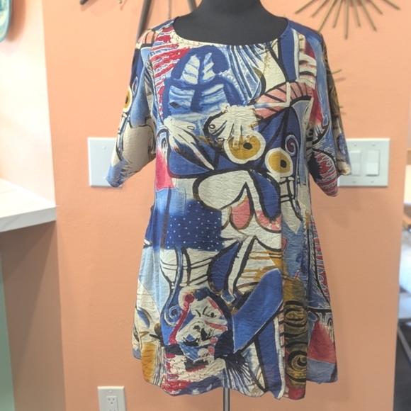 3 Potato Small / Medium Abstract Tunic Art To Wear Lagenlook Artsy Vacation - Picture 1 of 11
